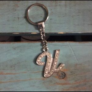 Silver crystal “U” Keychain and Purse Charm